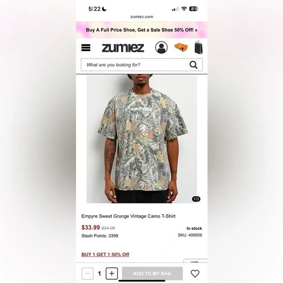 Empyre Sweet Grunge Vintage Camo Shirt - Picture 3 of 4